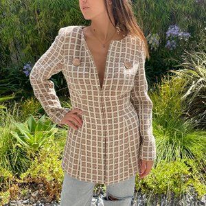 CHANEL 2017 Cruise Paris-Cuba Collection Beige & Ecru Tweed Jacket